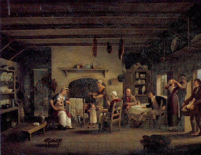 Mulvany, John George Cottage Interior Norge oil painting art